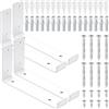Rustark Set di 36 staffe per mensole a forma di J, colore bianco, 18,5 x 10 cm, kit assortito, resistenti staffe per mensole galleggianti a forma di J, staffe di supporto per mensole in legno