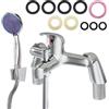 Sonhomay Rubinetti da bagno con soffione doccia portatile e tubo da 1,5 m Rubinetto per vasca da bagno Montaggio a ponte Miscelatore per vasca da bagno Miscelatore per vasca da bagno e doccia