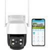 Nuwo 2K Telecamera Wi-Fi Esterno PTZ | 270°Pan/90°Tilt | Videocamera Sorveglianza IP Visione Notturna a Colori | Audio Bidirezionale | Rilevamento del Movimento | Allarme Sonoro e Luminoso | IP66