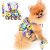 PAIDEFUL Pettorina Vestito per Cani di Piccola Taglia Gatti Ragazze Fiori Colorati Gonna Tutu Rete Traspirante Vestiti per Animali con Guinzaglio1,6 m Cucciolo Chihuahua Abbigliamento Primavera Estate