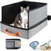 unbholkk Lettiera da viaggio per gatti da viaggio, portatile, con chiusura lampo, a prova di perdite e impermeabile, bordo alto per viaggi, Cat Litter Box 45 x 34,3 x 34,9 cm