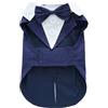 DOTEYAYP Smoking in velluto per cuccioli, con papillon staccabile, per ballo di fine anno, matrimonio, formale, costume da principe per cani (M, blu)