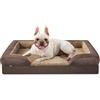 JOEJOY Cuccia ortopedica per cani di taglia media, 71 x 58 x 17 cm, in memory foam, lavabile e impermeabile, letto ortopedico per cani rimovibile con bordo alto, marrone scuro