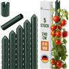 TTL GARDEN Set di 5 bastoncini per piante rampicanti, 240 cm x 16 mm, diametro verde, extra stabili da 16 mm, in acciaio inox, rivestito in plastica, supporto per piante, pomodori, peperoni, cetrioli