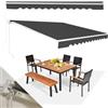 RELAX4LIFE Tenda da Sole a Bracci Estensibili con Barra di Rinforzo 360x300cm, Telaio in Alluminio, Manovella Manuale, Angolazione Regolabile 5°-35°, Impermeabile, per Porta e Finestra, Balcone, NERO