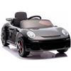 BRICOZONE Auto Elettrica Per Bambini Porsche RUF CTR3 12V Con Telecomando Parentale Licenza Ufficiale Doppio Motore 30W Luci LED Bluetooth Porte Apribili (Nero)