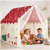 Maxetodo Tenda Gioco Bambini con Luci LED, Stampa Funghi, Tappetino e Borsa | Casetta dei Giochi per Bambini 160*105*128 cm con 2 Porte, Facile Montaggio in 15min, Portatile per Interno ed Esterno