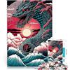AITEXI Puzzle da 1000 pezzi per adulti Tramonto in Giappone con Dragon Wave Giochi educativi Ogni pezzo è unico - Gioco divertente e stimolante per tutta la famiglia 75x50cm