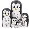 Winterworm Flyan Set 7 Pezzi Pinguino in Legno Fatto a Mano Bambole di nidificazione Matrioska Bambola Russa per Bambini Giocattolo Compleanno Natale Capodanno Regalo Decorazione della casa