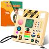 SUNACE Montessori Busy Board - Montessori giocattolo a partire da 1 anno in su, giocattolo in legno con 12 interruttori, 23 LED, giocattolo per motorie, attività, lavagna, giocattolo per bambini e