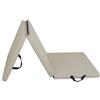 PETSOLA Tappetino Allenamento Esercizi Pieghevole Ginnastica Fitness Materassino Palestra Antitrauma 5 Cm con Rivestimento PU E Maniglie Richiudibile, Bianco Riso