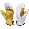 Generico Guanti di sicurezza da arrampicata, compatibile con XYEHS, S M L XL | 1 paio, pelle di capra e pelle bovina, resistente all'acqua, palmo rinforzato, bianco e giallo