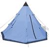 GFMGUEMV Tenda blu per 4 persone con effetto tepee, struttura in ferro, punta rinforzata e fondo in PE per soggiorno asciutto, due finestre con zanzariera, borsa per il trasporto inclusa