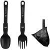 JWQFBC Posate Pieghevoli da Campeggio e Set Posate da in Plastica Riutilizzabile con Custodia per Outdoor e Picnic, Nero