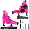 PMAGSYQ Freno a Disco Olio Piatto per Bici da Strada Pinza Freno idraulica a Manubrio Piatto a Quattro pistoncini CNC Bicicletta(Pink A Pair)