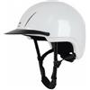 LOVIVER Casco Equitazione Casco Protettivo Equestre Casco Cavallo Accessorio Allenamento Materiale PC Nylon Fodera Traspirante Fibbia Facile Regolazione, Bianco Lucido, M 54-58 Cm