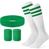 Newofview Set di 4 fasce sportive anni '80 e '90, con calzini a righe, set di fasce per il sudore, set di fasce per il sudore, assorbenti, per feste a tema anni '80 e carnevale