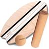 STAASH® Balance Board in Legno Premium - Metodo di Allenamento Video Guidato (App Gratuita) - Tavola di Equilibrio Antiscivolo, Rullo in Sughero - Surf, Fitness, Yoga, Riabilitazione (Nero starter)