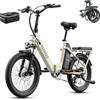 Fafrees Bici Elettrica Pieghevole Batteria Rimovibile 36V 25Ah, Autonomia 120km, E-Bike da Città con Sensore di Coppia, Ruote 20x2.5, Cambio 7S, Freni a Disco Doppi, Beige, Borsa Posteriore