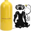 Baxnore Kit bombola subacquea portatile 3L 30 a 50 minuti Respirazione Mini bombola di ossigeno per immersioni subacquee Salvataggio Spallacci regolabili Filtrazione ad alta effici (Gialla)