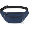 HOTUT Marsupio Running Marsupio Sportivo Con 3 Zip Tasche Per Uomo Donna | Marsupio Uomo Donna Unisex Marsupio Sportivo Grande, Marsupio da Lavoro Sportivo Viaggio Trekking, Fanny Pack Bag Blu