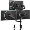 WALI Supporto triplo per monitor da 17-32 pollici, completamente regolabile per 3 monitor con morsetto e base con passacavo, braccio per monitor con molla a gas, fino a 9 kg ciascuno, VESA 75 x 75 100