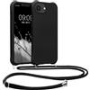 kwmobile Custodia Compatibile con Apple iPhone 17e / iPhone 16e Cover - Back Case in Silicone TPU - Protezione Smartphone con Cordino - nero
