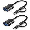 iJiZuo 2 in 1 OTG Adattatore USB C/Micro a USB [2 Pezzi], USB C a USB Femmina, Cavo OTG Compatibile con Samsung Galaxy Huawei Xiaomi Redmi Apple iPhone 15 PRO Max Plus