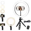 Kilby Ring Led Light da Tavolo 12 30cm Regolabile per Selfie, Video, Foto, Tiktok - Lampada Led V2 Anello per Smartphone con 3 Modalità di Illuminazione - Dotato di Treppiede e Pulsantiera - Instagram e YT
