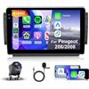 Hodozzy 4GB+64G Autoradio per Peugeot 208/2008 2012-2018 Android 10 Pollici InCell Touch Schermo Radio Carplay Wireless Android Auto, Auto Stereo 2 Din Bluetooth DSP GPS WiFi Radio FM RDS Telecamera