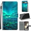 TOMYOU Cover per Google Pixel 7 Pro, aurora verde | Antiurto Protettiva Portafoglio, Slot per Schede, Magnetica, Custodia in Pelle PU, Libro Flip,Funzione Stand