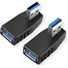 EasyULT Adattatore USB 3.0 da Maschio a Femmina ad Angolo retto Testa di conversione a 90 Gradi,connettore USB ad Angolo retto,Compatibile con Tutti i dispositivi di interfaccia USB