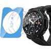 Funrae Pellicola Vetro Temperato per Amazfit T-Rex 3 Pro 48 mm Pro 48 mm con Kit di Installazione, [4 Pezzi] Ultra Trasparente Durezza 9H Protezione Schermo Senza Bolle Pellicola Protettiva