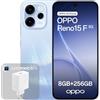 OPPO Reno15 F 5G Smartphone Sbloccato, 8+256GB, Fotocamera Grandangolare 50MP FOV 100°, Display 6.57 120Hz, AI Portrait Glow, Batteria 6500mAh, IP69, Aurora Blue (Include Caricatore 80W SUPERVOOC)