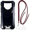 Shantime Custodia e lanyard per Doogee S89 Pro - Nero+Nero | 6.3 Set composto da custodia protettiva e tracolla staccabile con fibbie metalliche e 2 patch