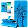 Dcjlbo Cover per Samsung Galaxy A27 5G in Pelle Portafoglio a Libro con Pellicola Vetro Temperato Porta Carte Motivo Flip Case Cuoio Antiurto Custodia-Blu