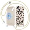 Foonary Magnetica Cover con Cordino per iPhone 15, Compatibile con MagSafe, Aesthetic Leopardata Motivo Fiori Disegni, Silicone Custodia Case con Tracolla Collana Catena per iPhone15 6,1