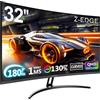Z Z-Edge Z-Edge Monitor Gaming Curvo 32'' 2K QHD(2560x1440), 1ms MPRT, 165Hz, Schermo PC 16:9, FreeSync, Inclinazione Regolabile, 1500R VA, 2×DP1.4 &2×HDMI2.0, 3000:1, RGB, VESA 75 * 75mm