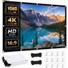 HFDONGL 120 Pollici Pieghevole Schermo Proiettore 16:9 4K Full HD Telo Proiettore Anti Rughe Schermo di Proiezione Projector Screen Portatile Schermo Doppia Faccia per Home Theater Ufficio Campeggio Scuola