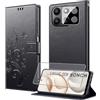MQERYBV Cover per Honor 400 Smart con 1 Pezzi Vetro Temperato | 3 Slot Schede, Portafoglio Custodia, TPU Morbido, Pelle PU, Magnetica Flip Cover, Funzione di Supporto, Antiurto, Black