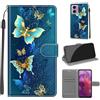 SIENIANLINE Cover per Motorola Moto G24 / E14 custodia portafoglio Farfalle verdi | Chiusura magnetica, Scomparti carte, Funzione supporto, Pelle PU flip cover per Moto G04 / G04s