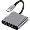 Dunamis Exousia Adattatore 3 in 1 da USB C a HDMI, convertitore digitale AV multiporta USB tipo C a 4K-HDMI, USB 3.0, 100 W PD per MacBook Pro Air, iPad Pro 2020, Chromebook, Surface, Samsung, ecc. (adattatore 3 in 1