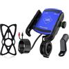 GRAND PITSTOP Motorcycle Phone Holder USB Charger Handlebar/Rear-View Mirror Cellphone Mount Aluminum with 17mm Ball Works with 12/24V Motorcycles Quick Charge for 4.0-6.8 Inch Smartphones (Blue)