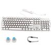 SparkFeng 900-5 Tastiera meccanica bianca, tastiera da gaming meccanica con tasti rotondi in stile retrò, telaio in metallo resistente e connettore USB plug-and-play per PC, layout QWERTY