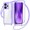 FERLAN Cover per Realme 8/Realme 8 Pro con Cordino, 360 Gradi Antiurto Custodia con Protezione Schermo Integrata Trasparente Rugged TPU Bumper Doppia Protettiva Cover per Realme 8/Realme 8 Pro -Viola