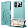 MQERYBV Cover per Honor 400 Smart con 1 Pezzi Vetro Temperato | 3 Slot Schede, Portafoglio Custodia, TPU Morbido, Pelle PU, Magnetica Flip Cover, Funzione di Supporto, Antiurto, Green