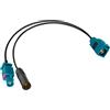 Vecys Fakra Z Femmina a Fakra Z Maschio a DIN Femmina Adattatore Cavo Splitter Tipo Y RG174 30CM / 12in per DAB Autoradio FM AM Unità Principale CD Lettore Multimediale Ricevitore GPS