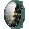 GIOPUEY Cover Compatibile con Huawei Watch GT 7 PRO, [2 Pezzi] Pellicola Protettiva Vetro + Cornice in Plastica Rigida Custodia - Green+Green