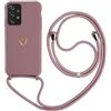 Anfire Cover per Samsung Galaxy A53 5G con Cordino, MoEvn Custodia con Laccio Collana Regolabile Morbida TPU Silicone Case con Motivo Cuore AntiGraffio Antiurto Protettiva Cover per Galaxy A53 5G, Rosa