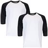 Gildan T-Shirt da Uomo in Cotone Pesante 3/4, Stile G5700, Confezione da 2, Bianco/Nero, S